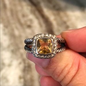 David Yurman Diamond/Citrine Albion Ring Sterling